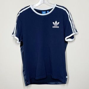 Adidas Originals 3 Stripe Short Sleeve Shirt Navy Blue Women’s Size Medium